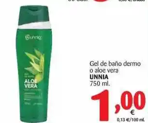 Alimerka Unnia Gel De Baño Dermo O Aloe Vera 750ml. oferta