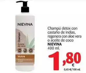 Alimerka Champú Detox Con Castaño De Indias, Regenera Con Aloe Vera O Aceite De Coco Nievina 400 Ml oferta