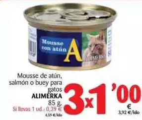 Alimerka Alimerka Mousse De Atún, Salmón O Buey Para Gatos 85g oferta