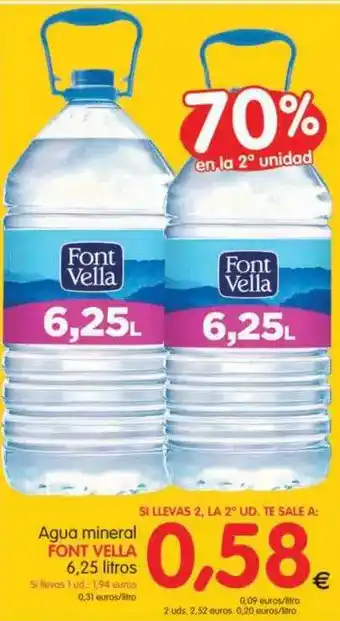 Alimerka Agua Mineral Font Vella 6.25 Litros oferta