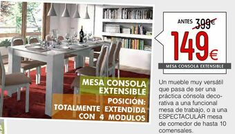 Atrapamuebles Mesa consola extensible 4 en 1 blanco oferta
