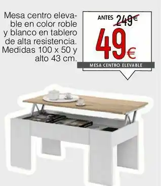 Atrapamuebles Mesa de centro elevable en color roble mediterráneo oferta