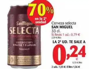 Alimerka San Miguel Cerveza Selecta 33cl oferta