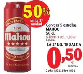 Alimerka Mahou Cerveza 5 Estrellas 50cl oferta