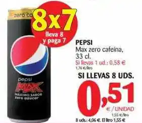 Alimerka Pepsi Max Zero Cafeina, 33 Cl oferta