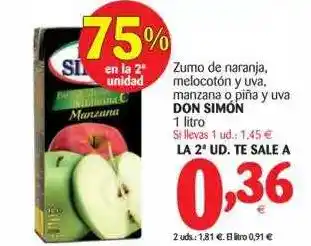 Alimerka Don Simón Zumo De Naranja Melocotón Y Uva, Manzana O Piña Y Uva 1 Litro oferta