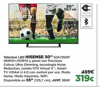 El Corte Inglés Tv led hisense oferta