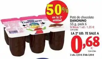 Alimerka Danonino Petit De Chocolate 55g. Pack 6 oferta