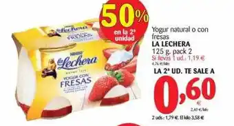 Alimerka La Lechera Yogur Natural O Con Fresas 125g. Pack 2 oferta
