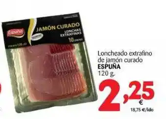 Alimerka Espuña Loncheado Extrafino De Jamón Curado 120g oferta