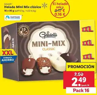 Lidl Gelatelli Helado Mini Mix Clásico 16x36 G oferta