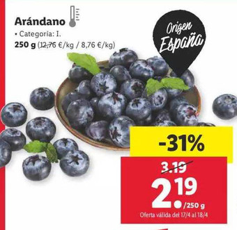 Lidl Arándano 250g oferta