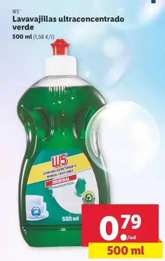 Lidl W5 Lavavajillas Ultraconcentrado Verde 500ml oferta