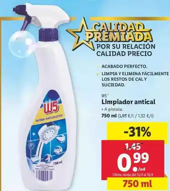 Lidl W5 Limpiador Antical 750ml oferta