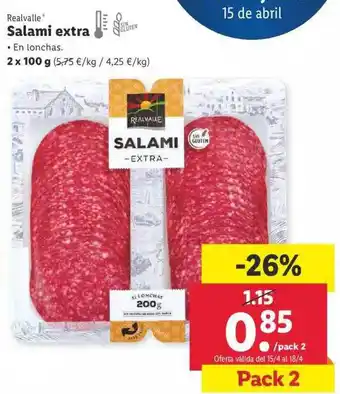 Lidl Realvalle Salami Extra 2x100 G oferta