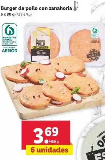 Lidl Burger De Pollo Con Zanahoria 6x80 G oferta