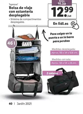 Lidl Topmove Bolsa De Viaje Con Estanteria Desplegable oferta