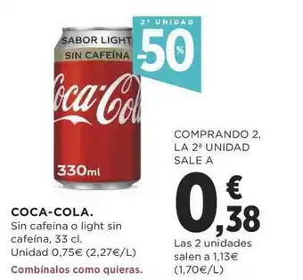 Supercor Exprés Coca-cola. Sin Cafeína O Light Sin Cafeína, 33 Cl. oferta