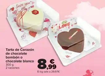 Carrefour Tarta de Corazón de chocolate bombón o chocolate blanco oferta