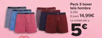 Carrefour Pack 3 boxer tela hombre oferta