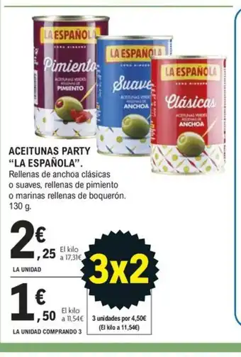 E.Leclerc ACEITUNAS PARTY LA ESPAÑOLA oferta