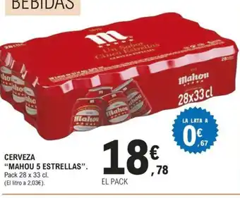 E.Leclerc CERVEZA MAHOU 5 ESTRELLAS oferta