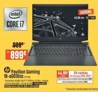 PCBox HP Pavilion Gaming 16-a0010ns oferta