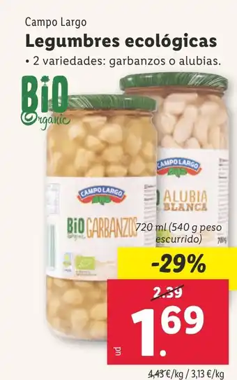 Lidl Campo Largo Legumbres ecológicas oferta