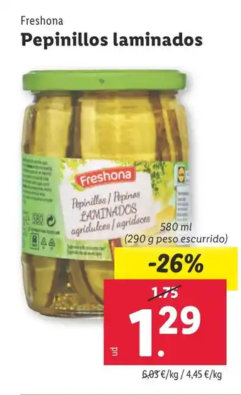 Lidl Freshona Pepinillos laminados oferta