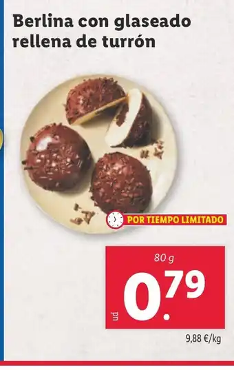 Lidl Berlina con glaseado rellena de turrón oferta