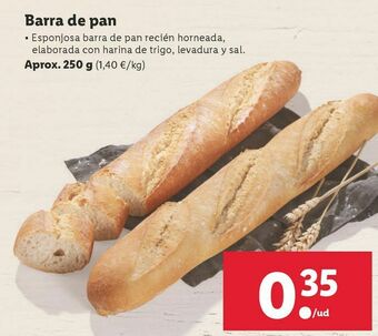 Lidl Pan de barra oferta
