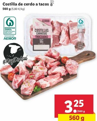 Lidl Costilla de cerdo a tacos oferta