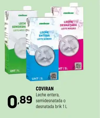 Coviran COVIRAN Leche entera, semidesnatada o desnatada brik 1 L oferta