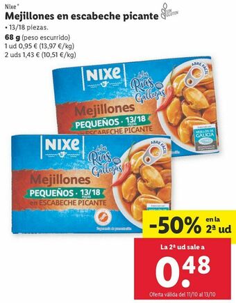 Lidl Mejillones en escabeche nixe oferta