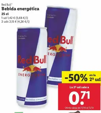 Lidl Bebida energética red bull oferta