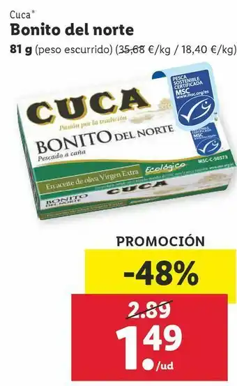 Lidl Bonito del norte cuca oferta