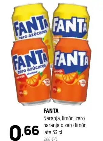 Coviran FANTA Naranja, limón, zero naranja o zero limón lata 33 cl oferta