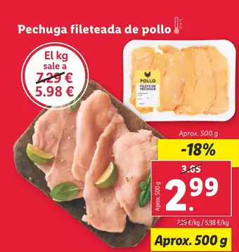 Lidl Pechuga fileteada de pollo oferta