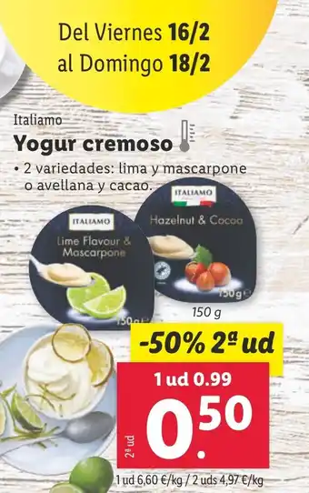 Lidl Yogur cremoso oferta