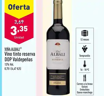 ALDI VIÑA ALBALIⓇ Vino tinto reserva DOP Valdepeñas oferta