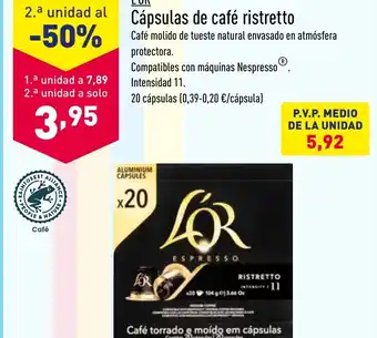 ALDI Cápsulas de café ristretto oferta