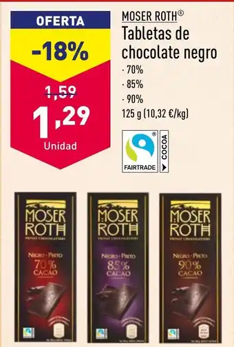ALDI Tabletas de chocolate negro oferta