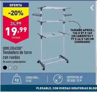 ALDI HOME CREATIONⓇ Tendedero de torre con ruedas oferta
