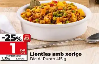 Dia Llenties amb xoriço oferta