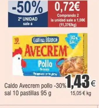 FROIZ Caldo Avecrem pollo -30% sal 10 pastillas 95 g oferta