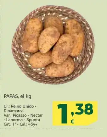 HiperDino PAPAS, el kg oferta