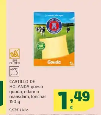 HiperDino CASTILLO DE HOLANDA queso gouda, edam o maasdam, lonchas 150 g oferta