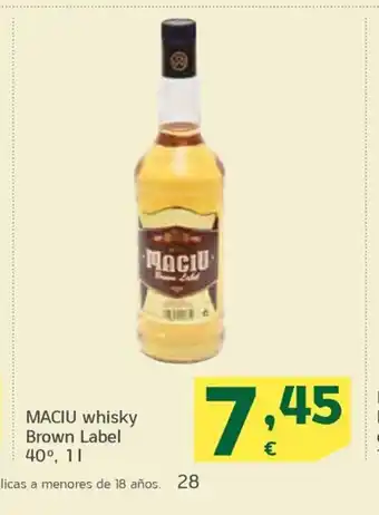 HiperDino MACIU whisky Brown Label 40º, 11 oferta