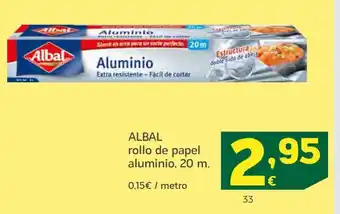 HiperDino Albal rollo de papel aluminio, 20 m. oferta