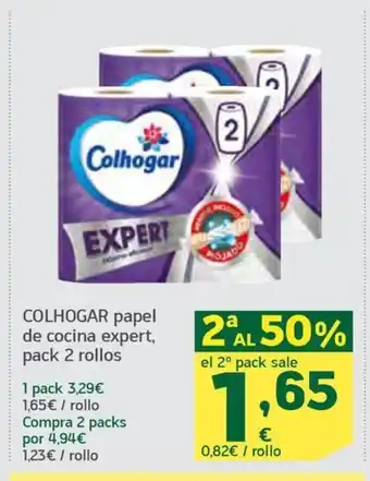 HiperDino COLHOGAR papel de cocina expert, pack 2 rollos oferta